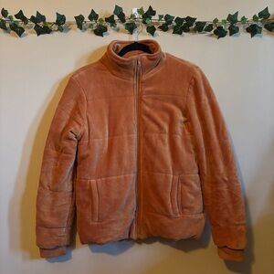 Altar'd State Women's Medium Puffy Orange Ribbed Corduroy Zipped Jacket